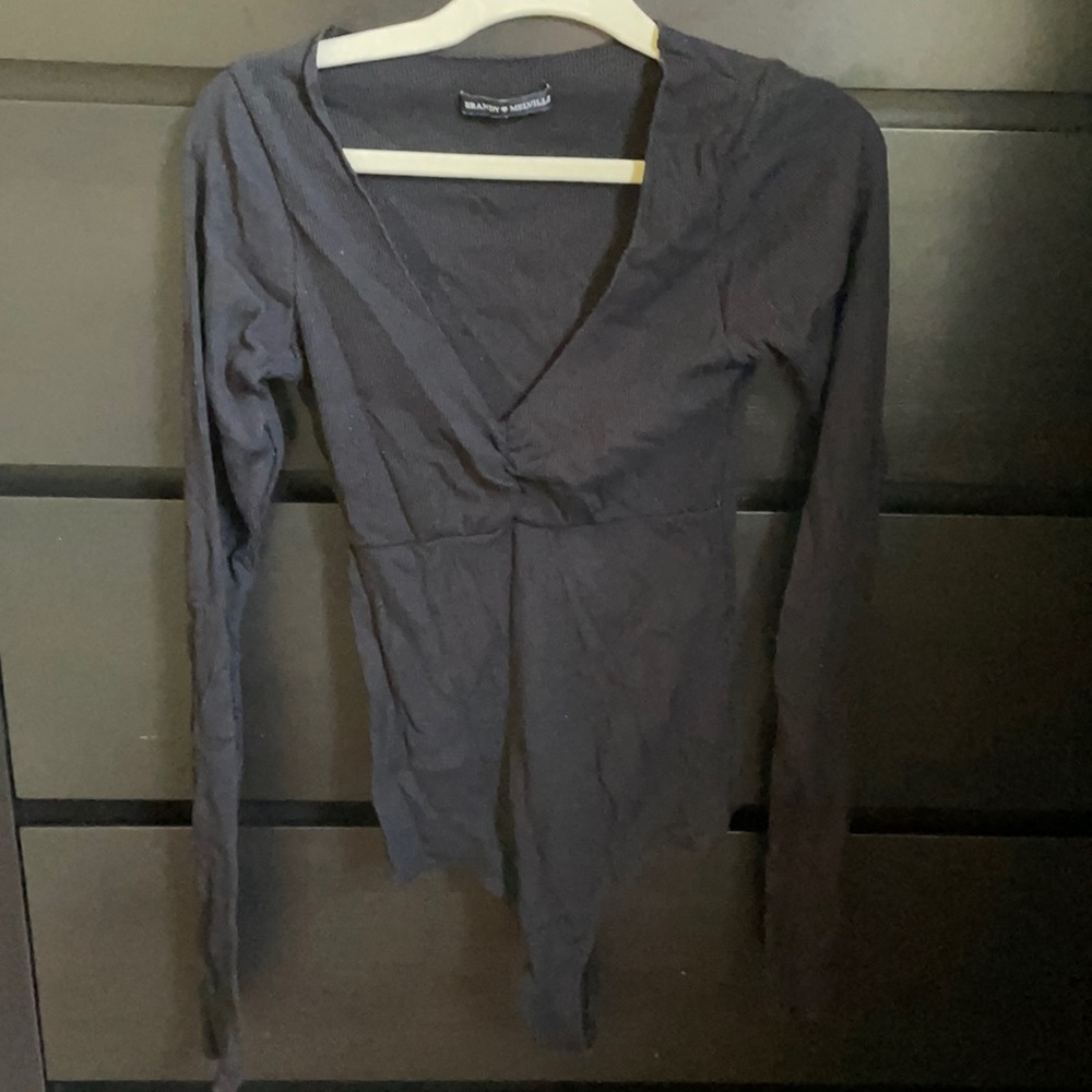 Brandy Melville black teagan long slv bodysuit OS